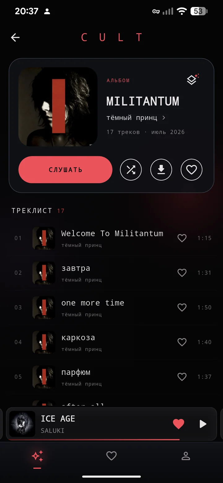 Страница альбома в CULT