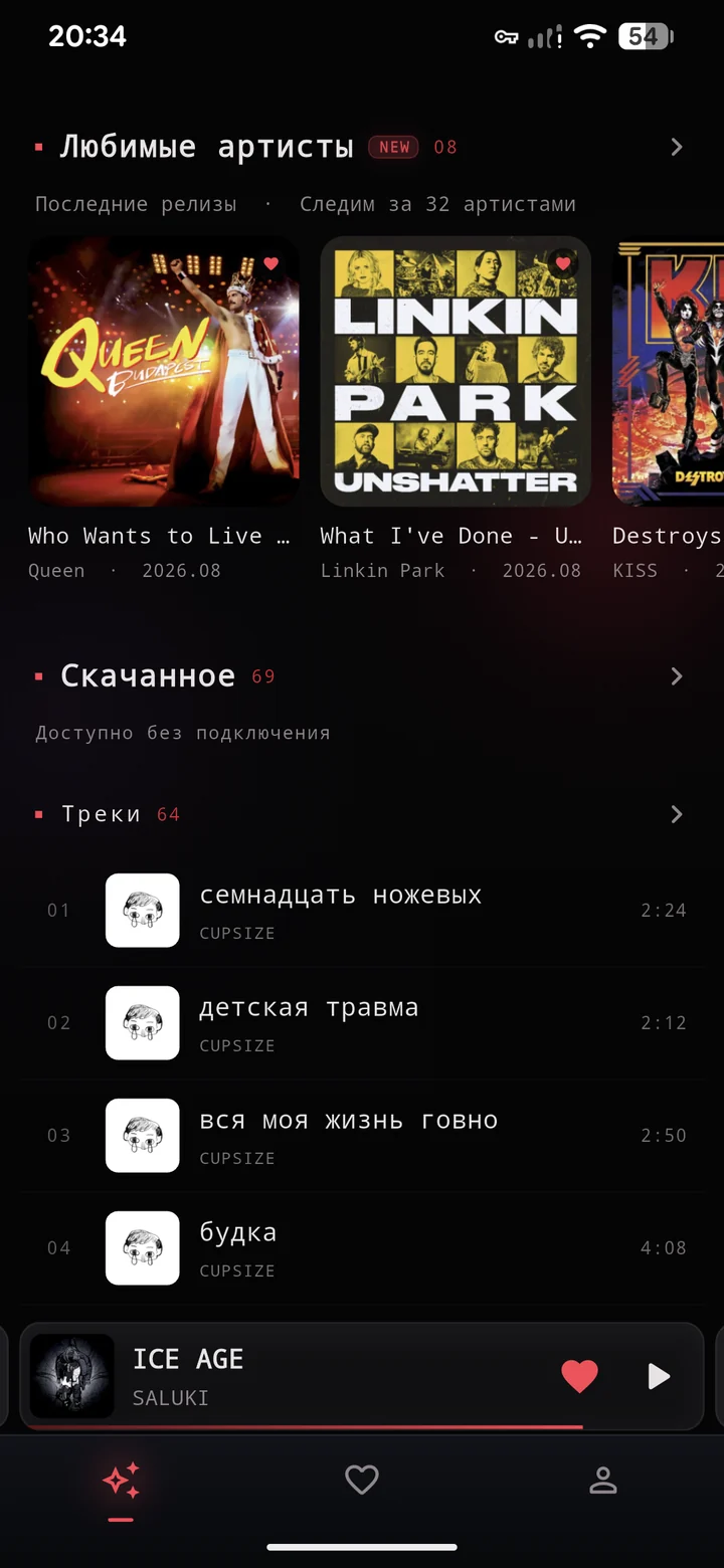 Любимые артисты и загрузки на главной CULT